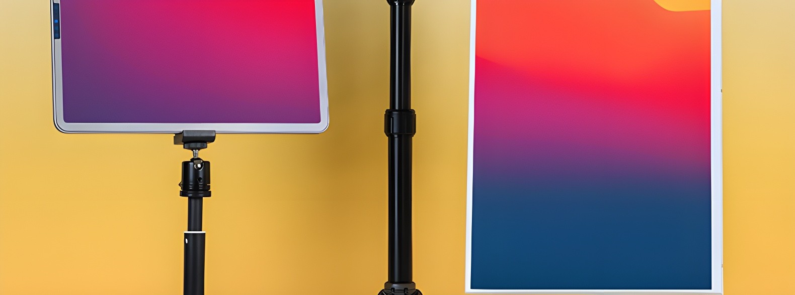 Side-by-side comparison of two portable monitor stands with different screens