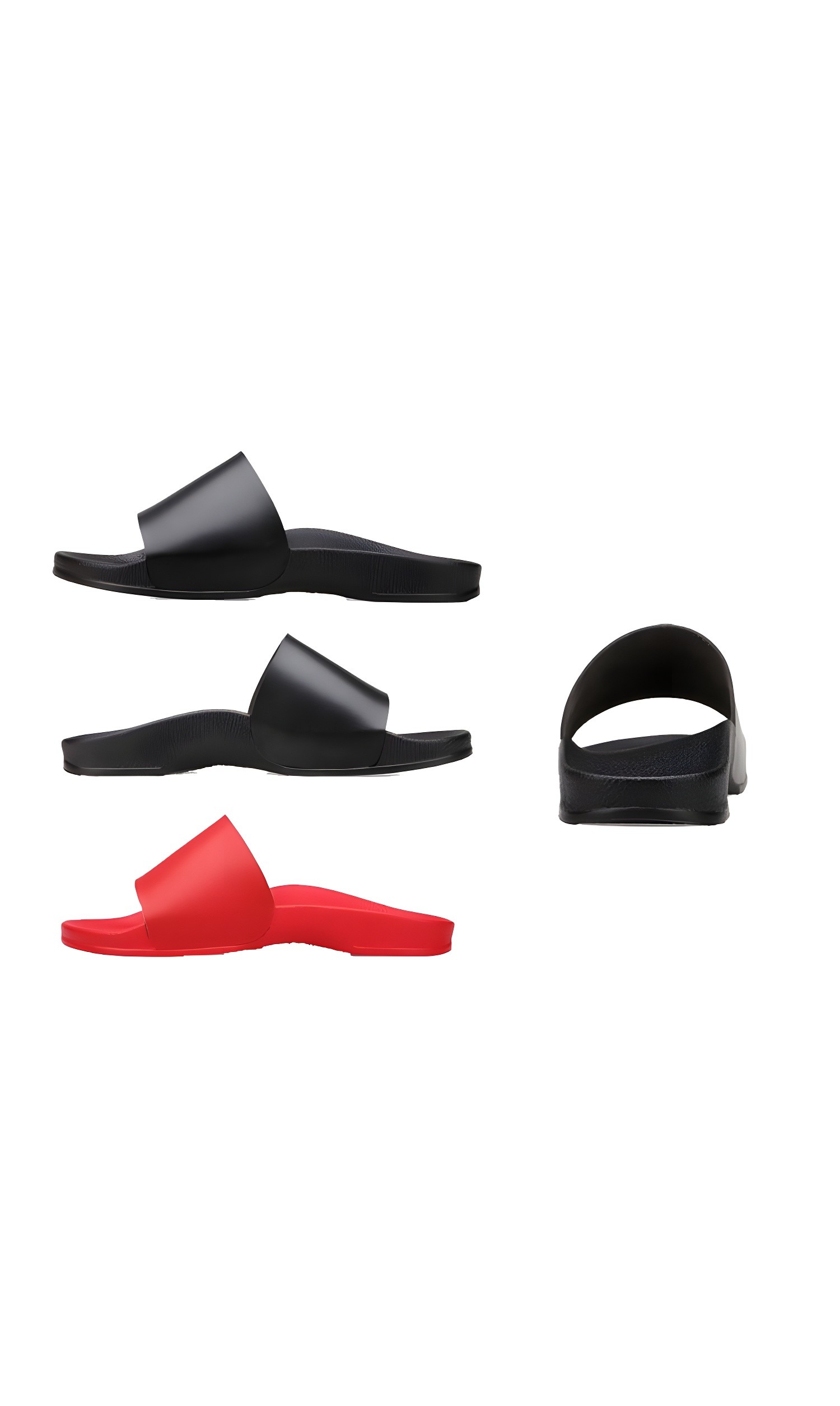 Modern Ergonomic Slide Sandal in Black and Red