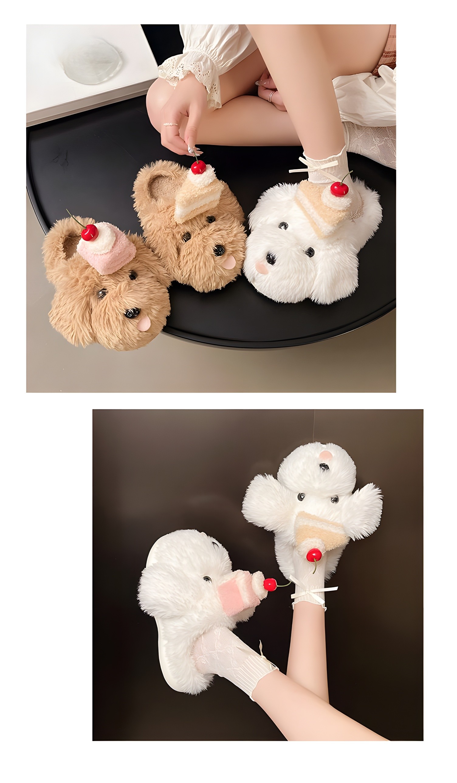Multiple Teddy Bear Slippers Arranged Together