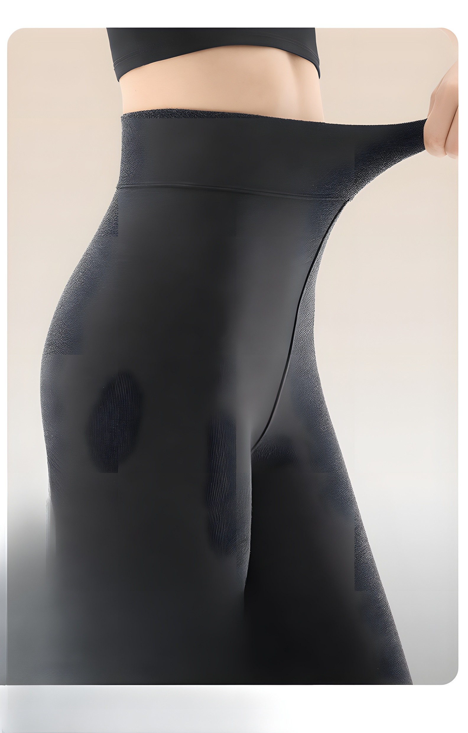 Close-up showing the elasticity and texture of the thermal tights fabric