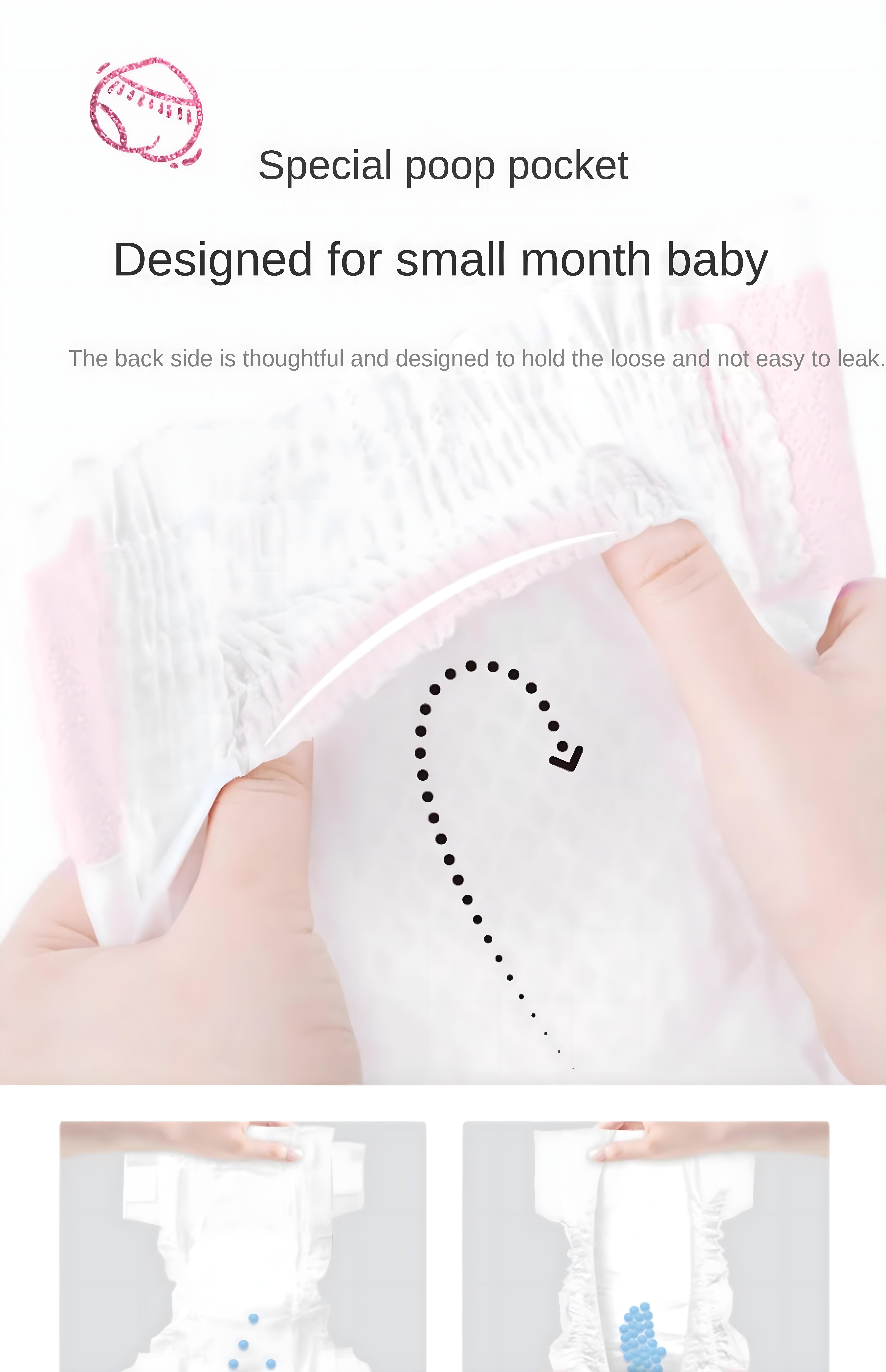 Special poop pocket designed for small month baby