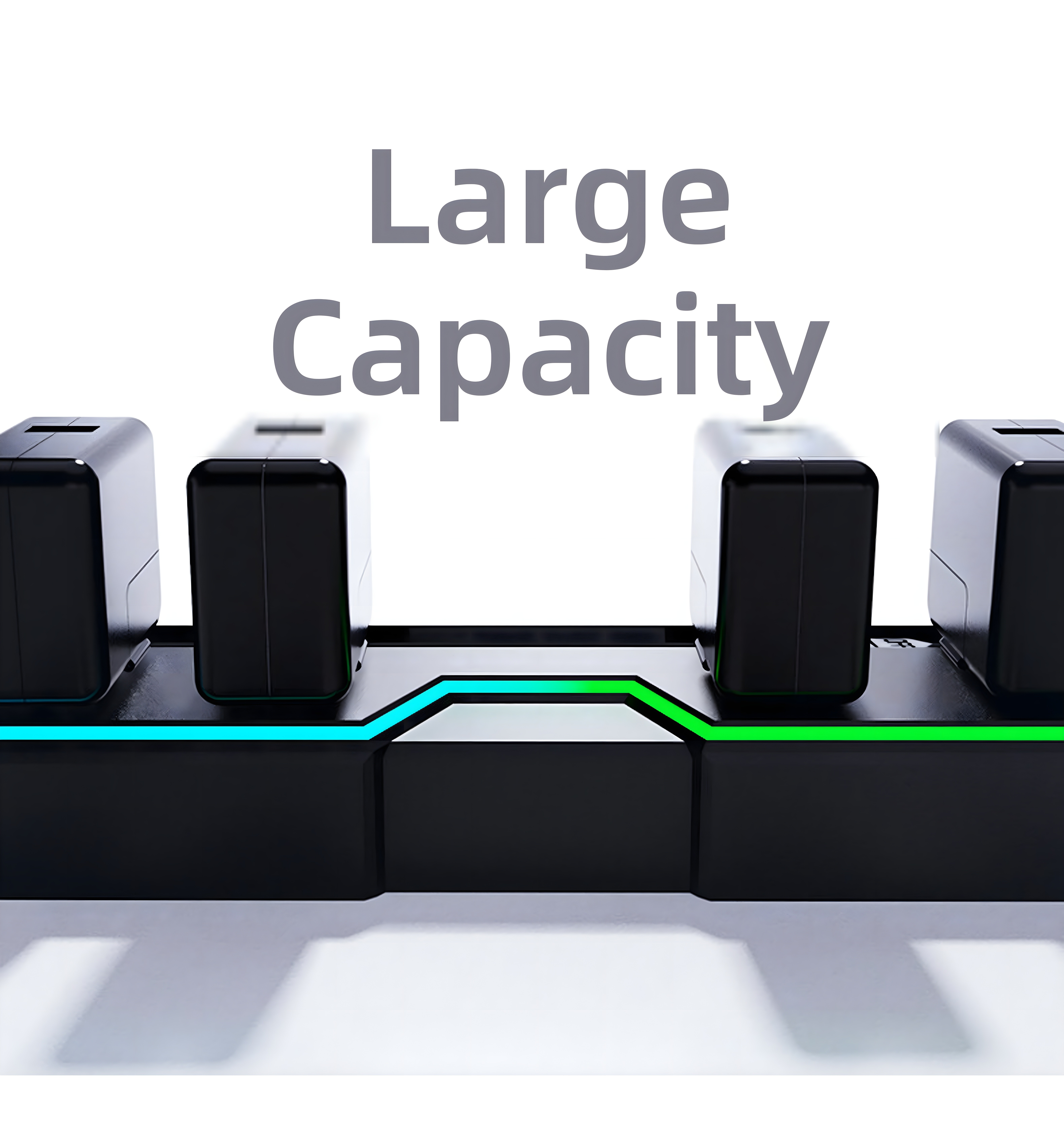 Large Capacity — Multiple high-capacity charging modules aligned on base